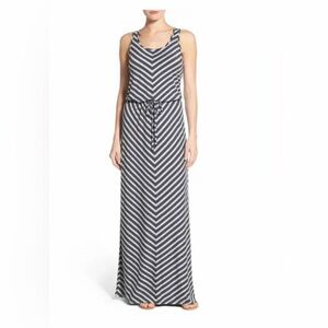 Gray Sleeveless Drawstring Waist Maxi Dress